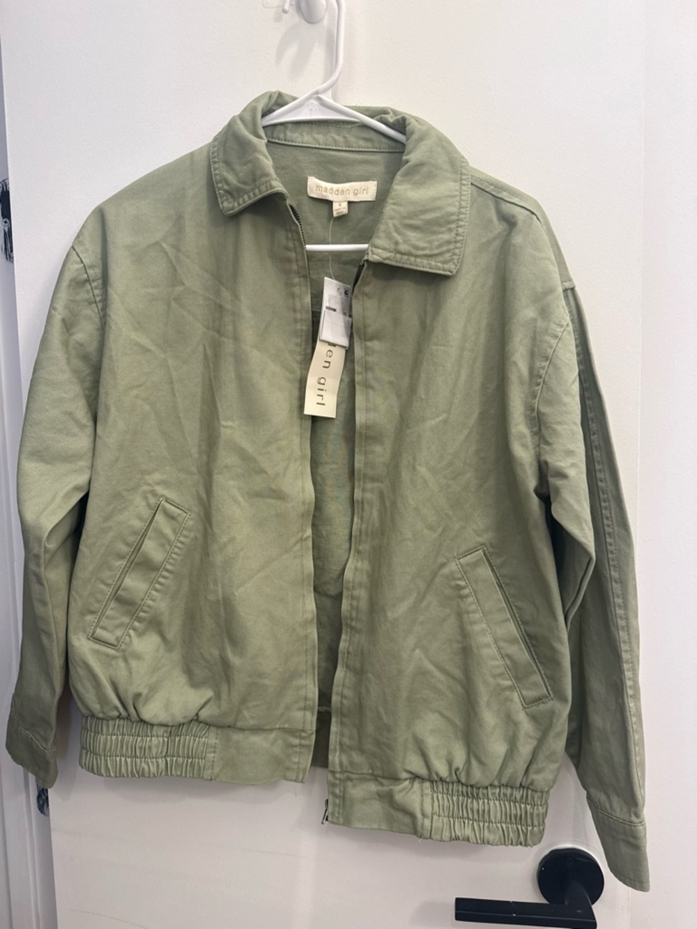 Madden Girl Light Olive Utility Bomber Jacket